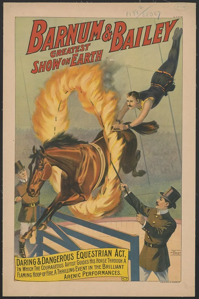 Daring and dangerous equestrian act