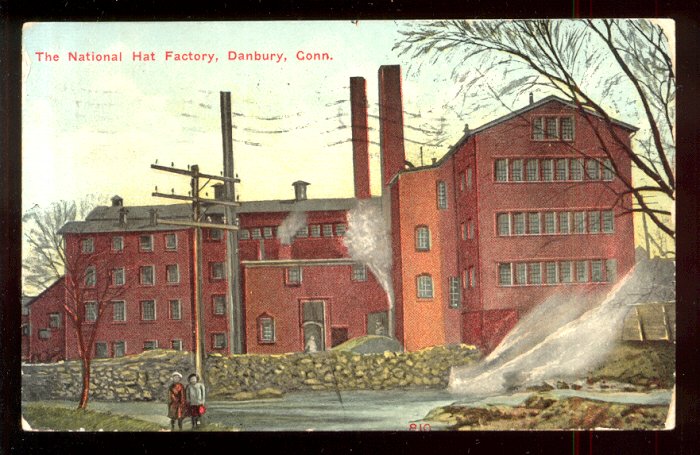 National Hat Factory, Danbury: 1912 postcard · Unknown photographer / Public domain