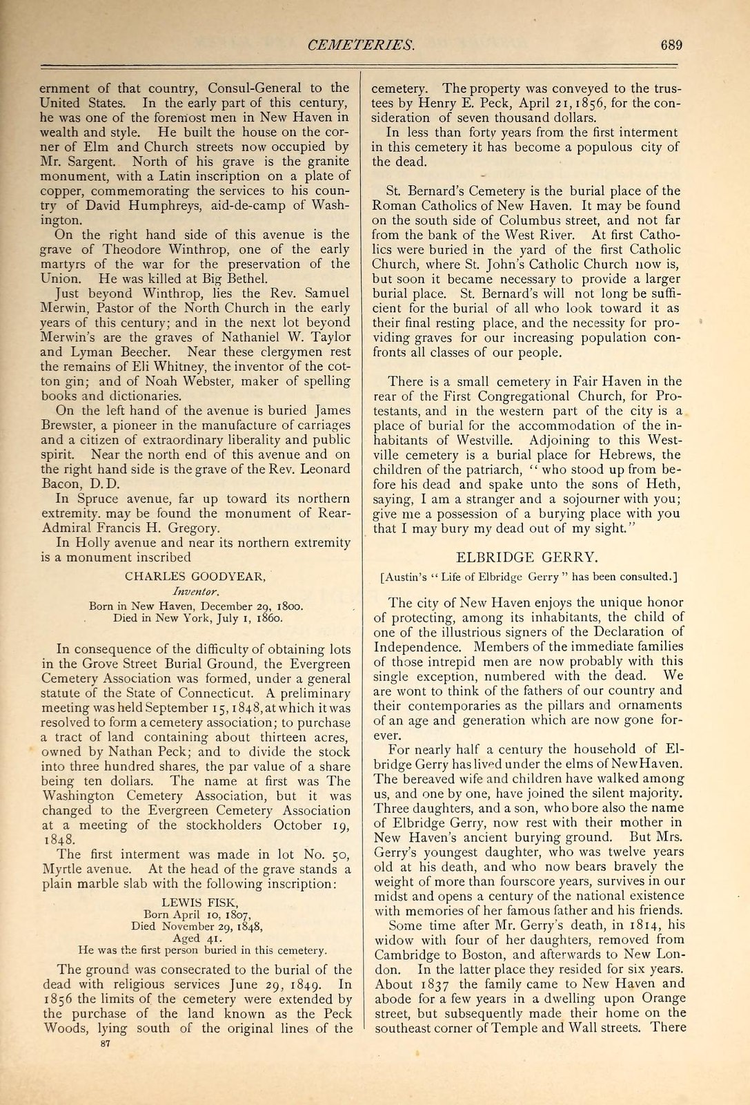 Evergreen Cemetery’s founding and first interment · 1887
