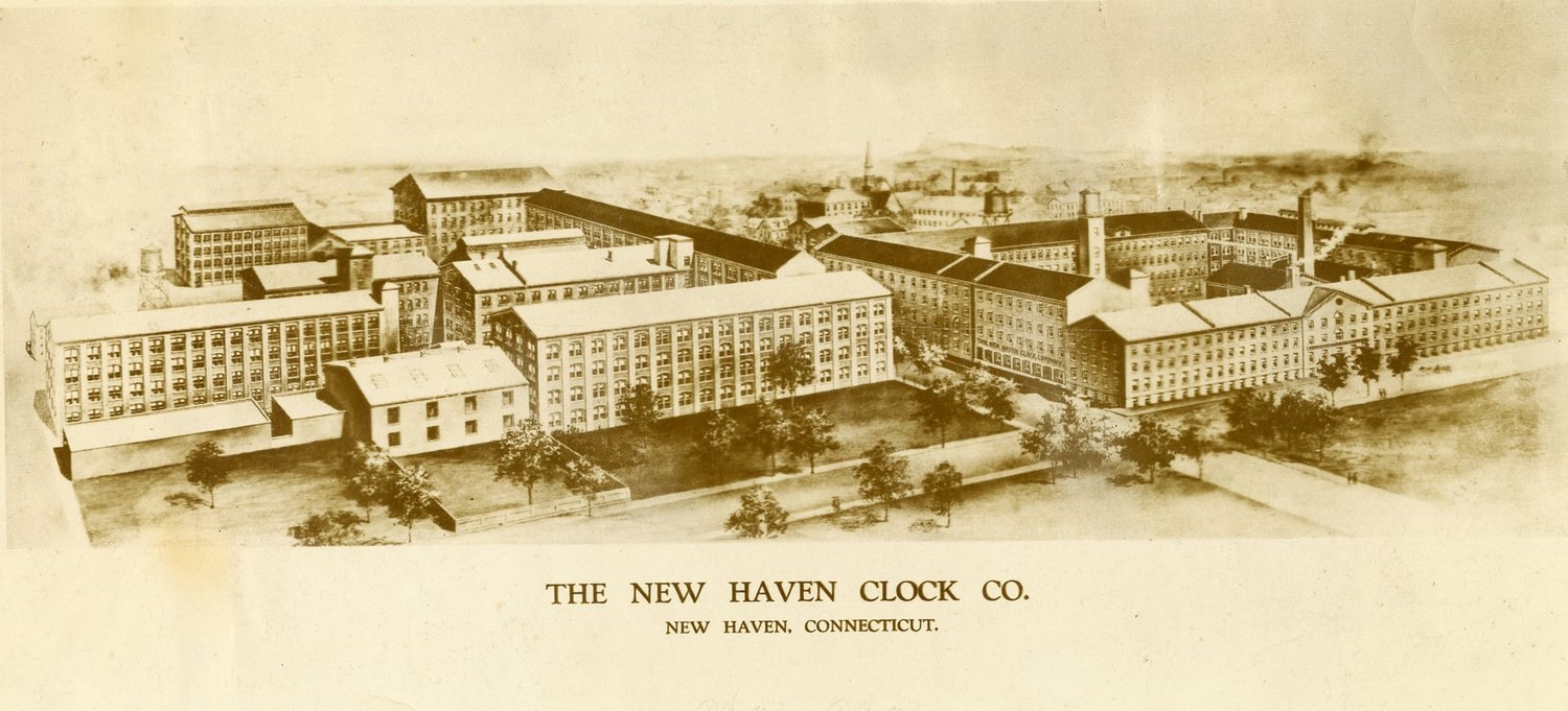 Factory panorama, dated 1920 · Original publication unidentified; rendering dated 1920 by Walk New Haven