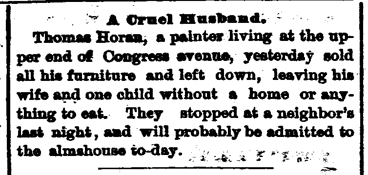 A Cruel Husband — Horan household newspaper notice · 1885-09-23 (date supplied by reproducing researcher)
