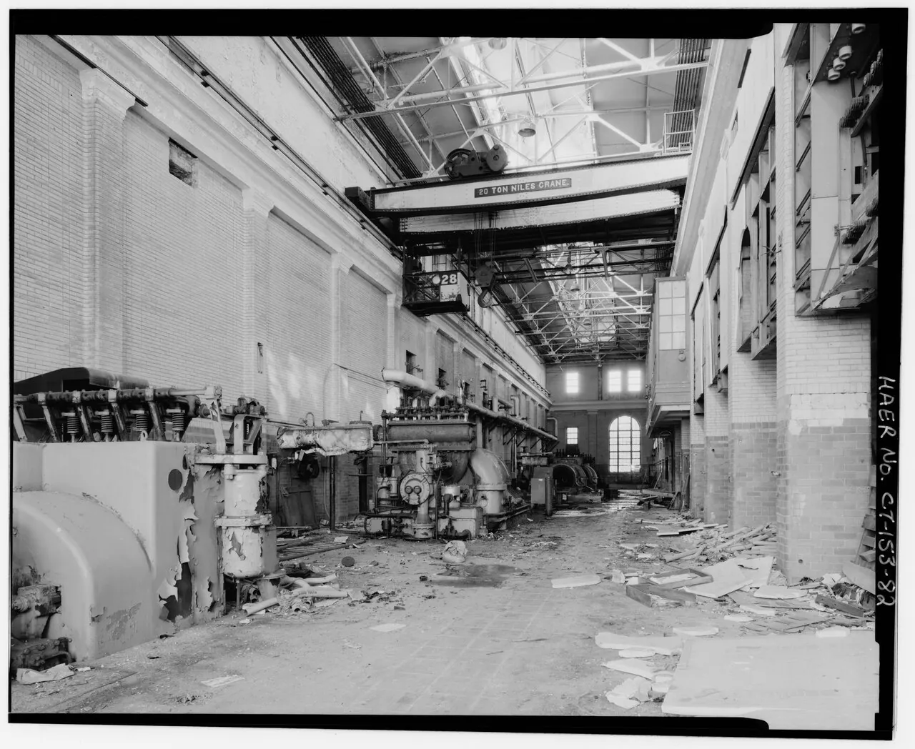 Former Scovill turbine hall with machinery and debris