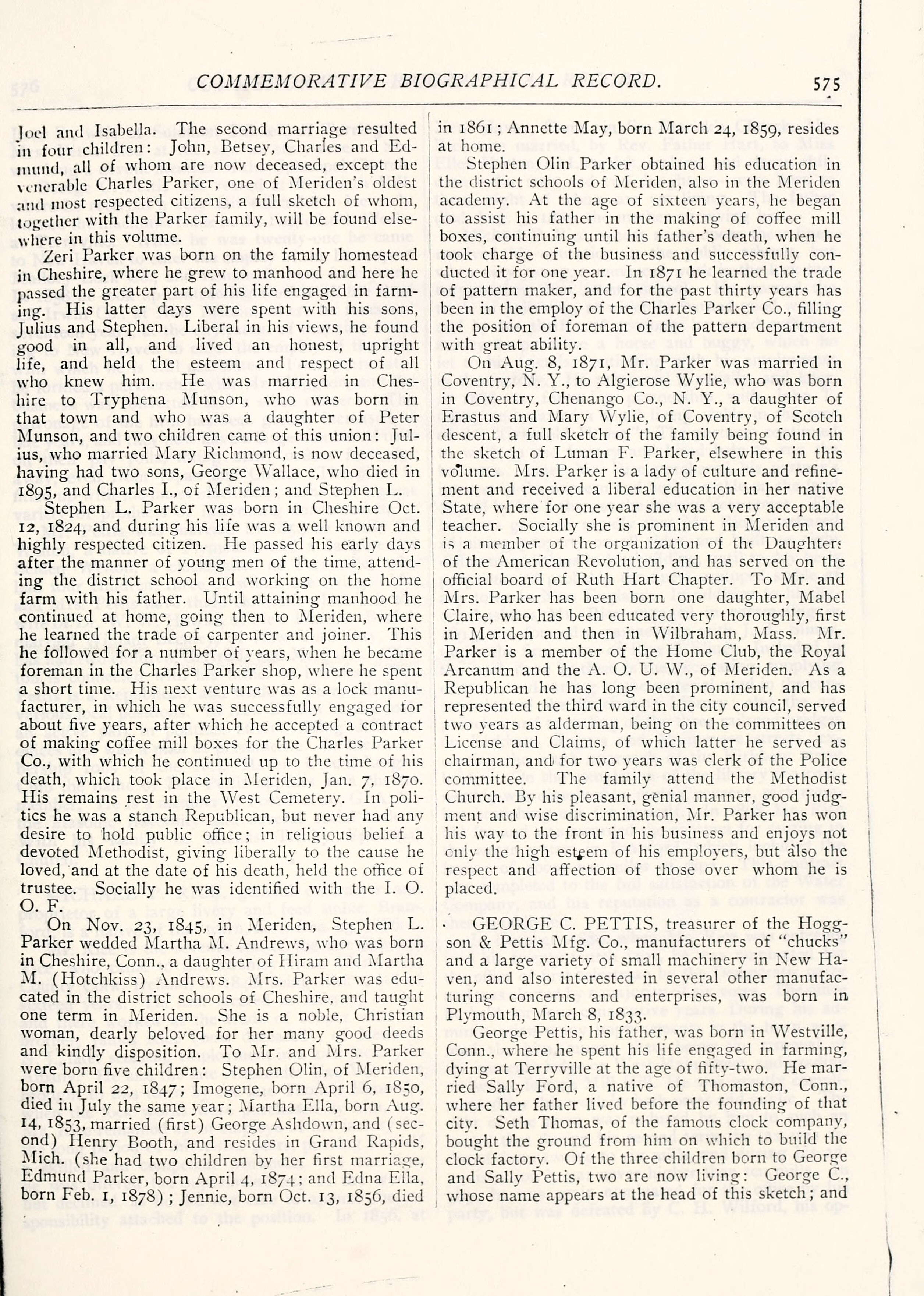 Historical scan for Stephen L. Parker