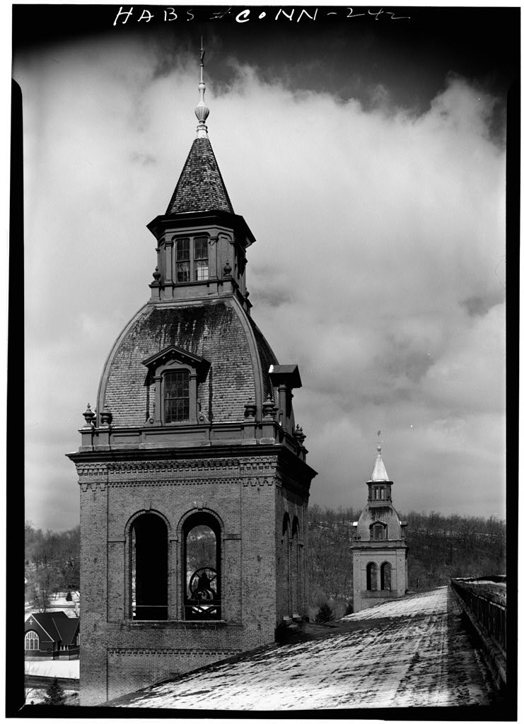 Towers on west elevation of original 1871 mill