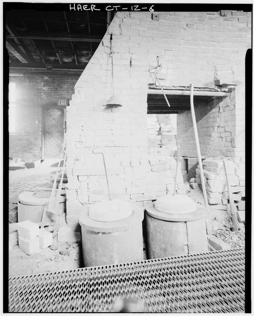 DETAIL VIEW OF FOUNDRY PITS - Bevin Brothers Bell Shops, Bevin Court, East Hampton, Middlesex County, CT