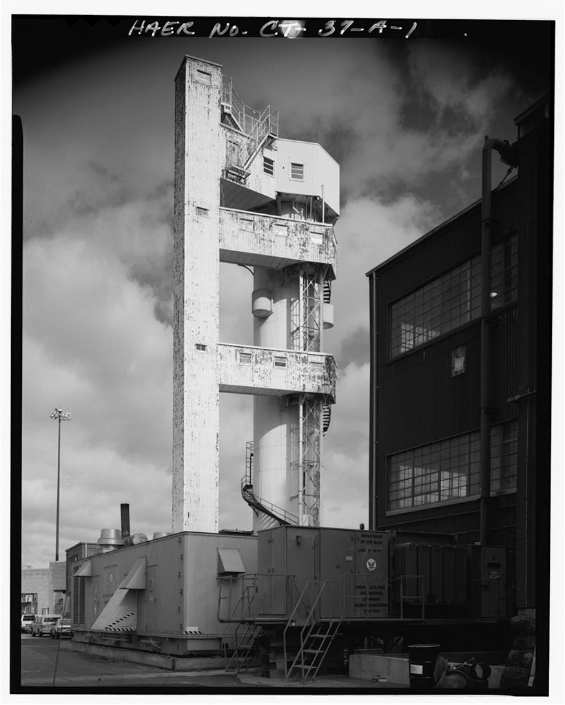View of escape training tank, looking northeast