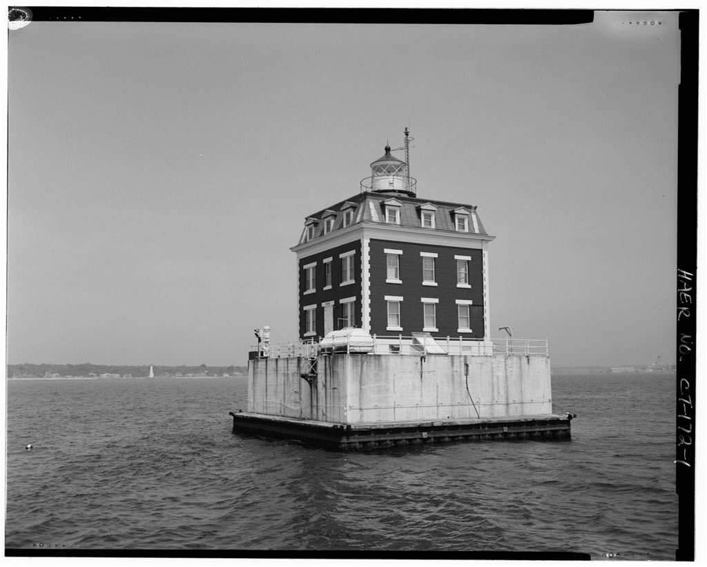 View looking north — New London Ledge Lighthouse, Long Island Sound, East of main harbor channel, New London, New London County, CT