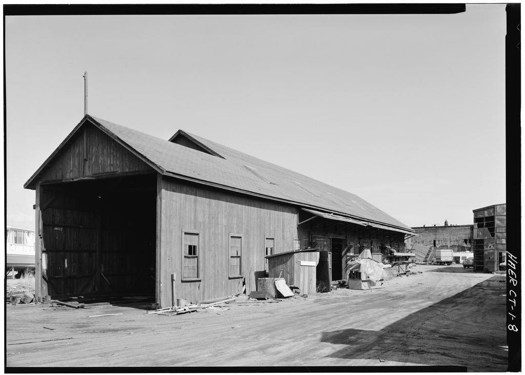 Yacht Storage Shed, south side and west end