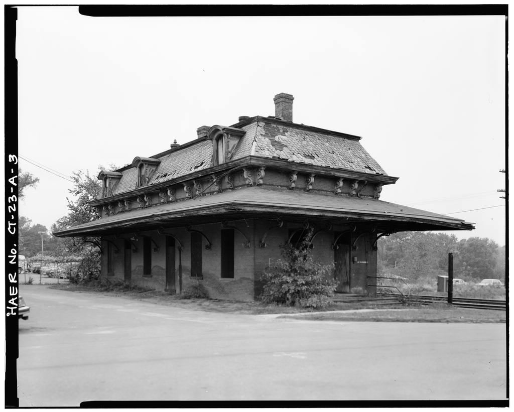 VIEW, LOOKING NORTHEAST, SOUTH AND WEST SIDE - Hartford & New Haven Railroad, Depot, 35 Central Street, Windsor,…