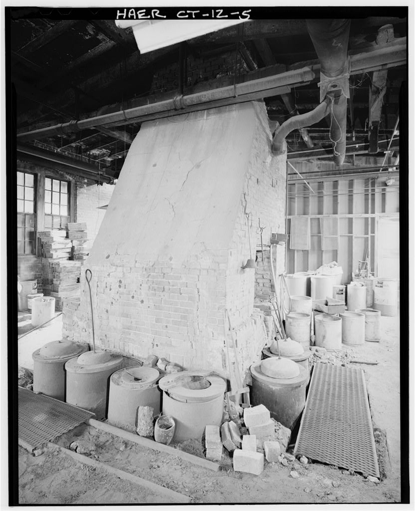 DETAIL VIEW OF FURNACE AND FOUNDRY PITS - Bevin Brothers Bell Shops, Bevin Court, East Hampton, Middlesex County, CT