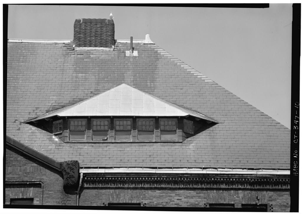 Detail of dormer in east end of roof, south facade