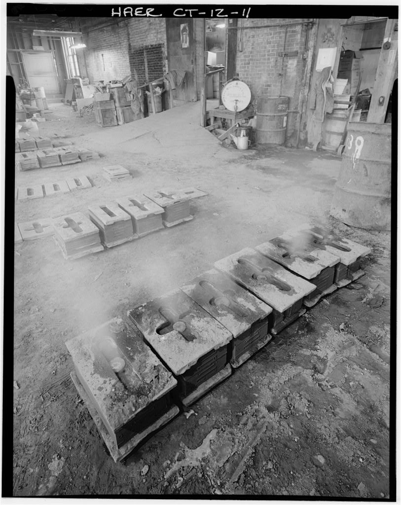 VIEW OF COOLING BELL MOLDS - Bevin Brothers Bell Shops, Bevin Court, East Hampton, Middlesex County, CT