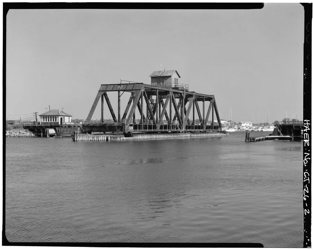 View, looking east, showing bridge open