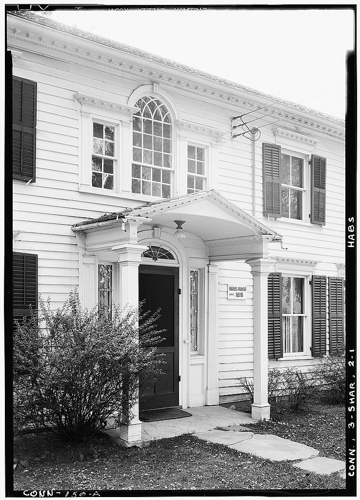 Exterior, entrance porch and palladian window