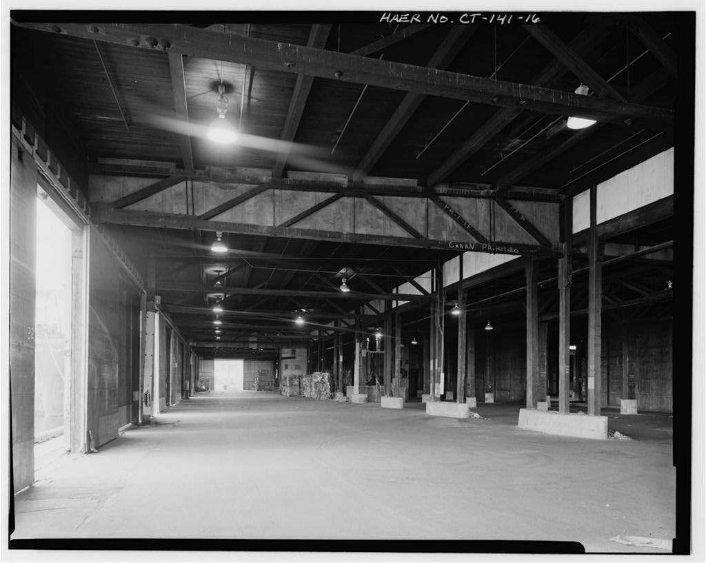 Interior, one-story side wing, showing roof trusses
