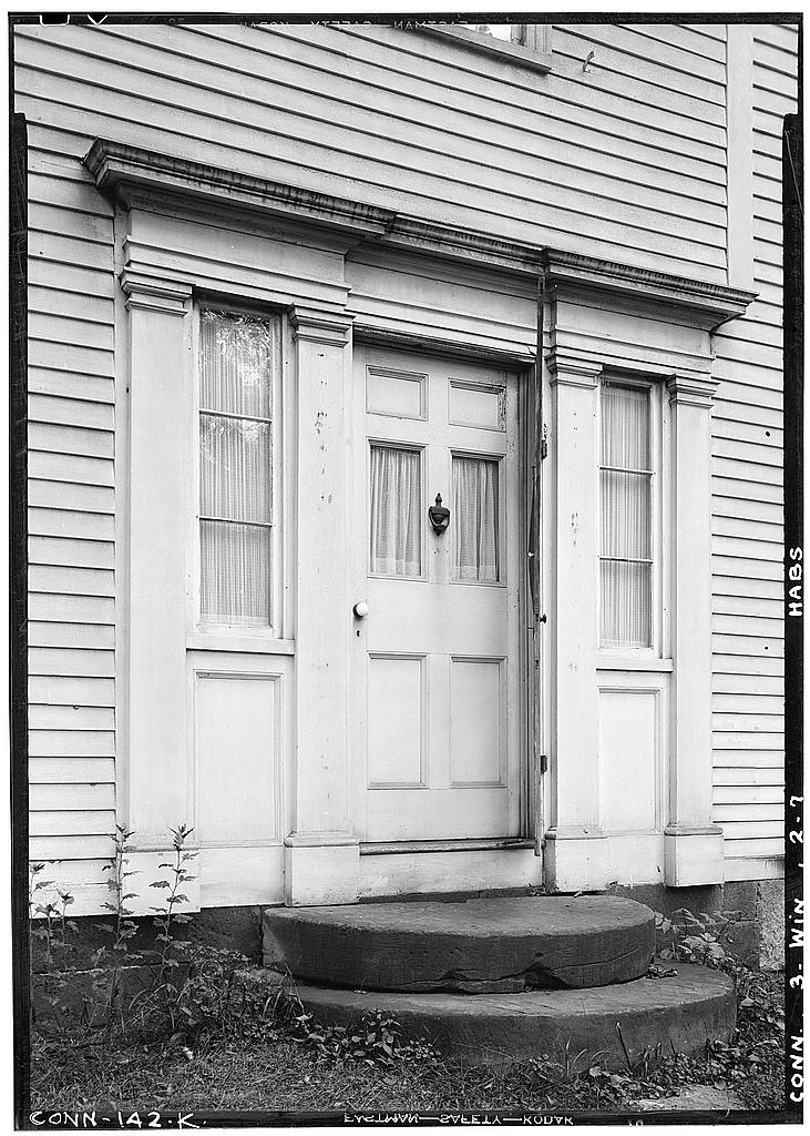 Exterior detail of west entrance on driveway